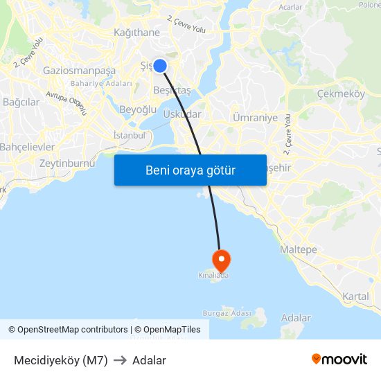 Mecidiyeköy (M7) to Adalar map