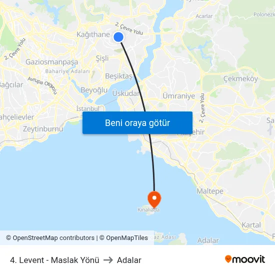4. Levent - Maslak Yönü to Adalar map
