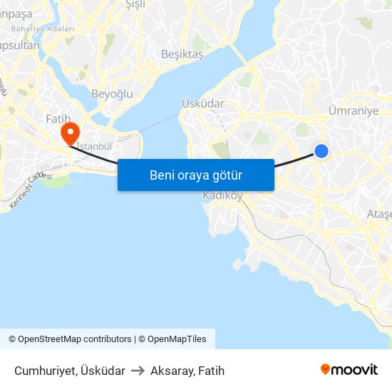 Cumhuriyet, Üsküdar to Aksaray, Fatih map