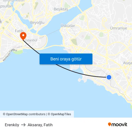 Erenköy to Aksaray, Fatih map