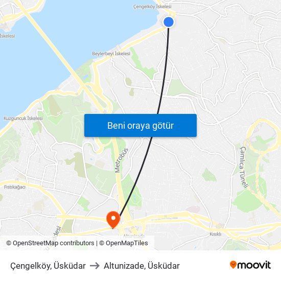 Çengelköy, Üsküdar to Altunizade, Üsküdar map