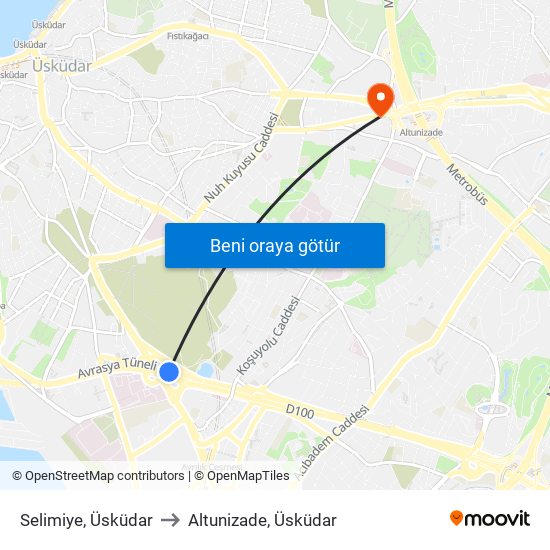 Selimiye, Üsküdar to Altunizade, Üsküdar map