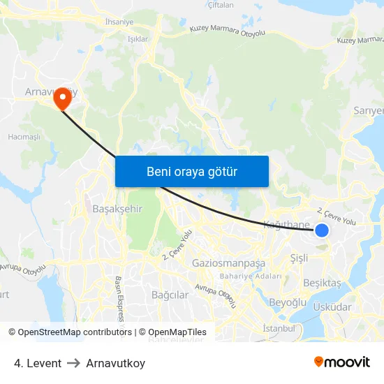 4. Levent to Arnavutkoy map
