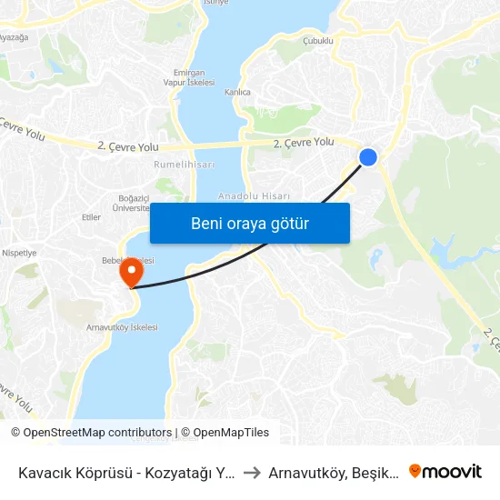 Kavacık Köprüsü - Kozyatağı Yönü to Arnavutköy, Beşiktaş map
