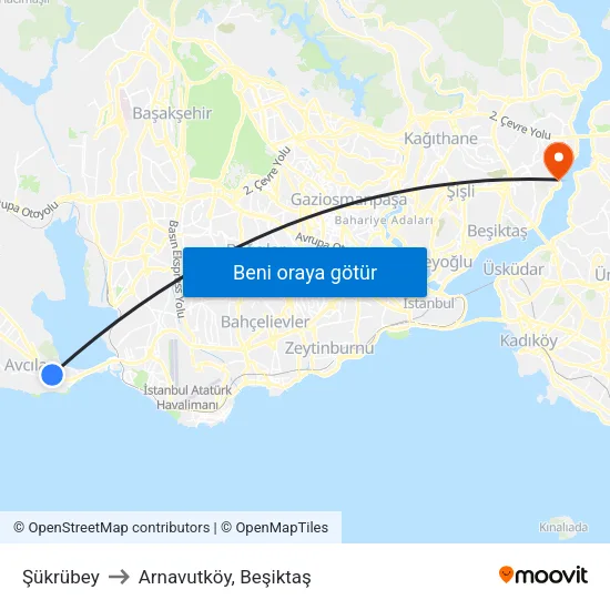 Şükrübey to Arnavutköy, Beşiktaş map