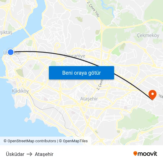 Üsküdar to Ataşehir map