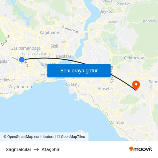 Sağmalcılar to Ataşehir map
