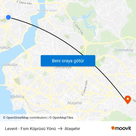 Levent - Fsm Köprüsü Yönü to Ataşehir map