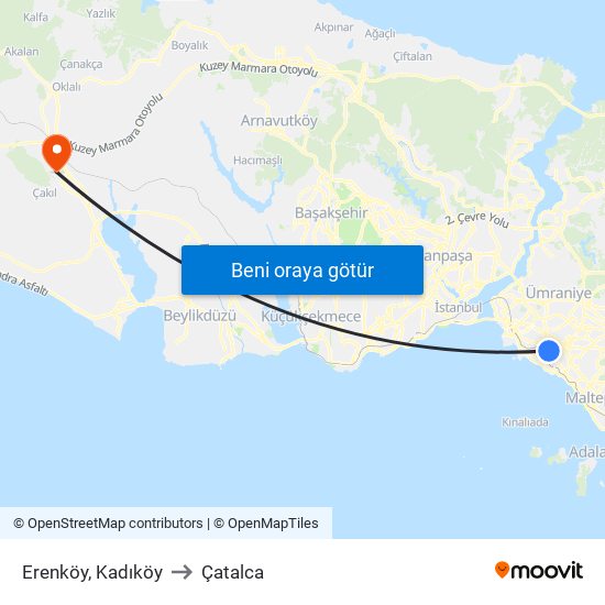 Erenköy, Kadıköy to Çatalca map
