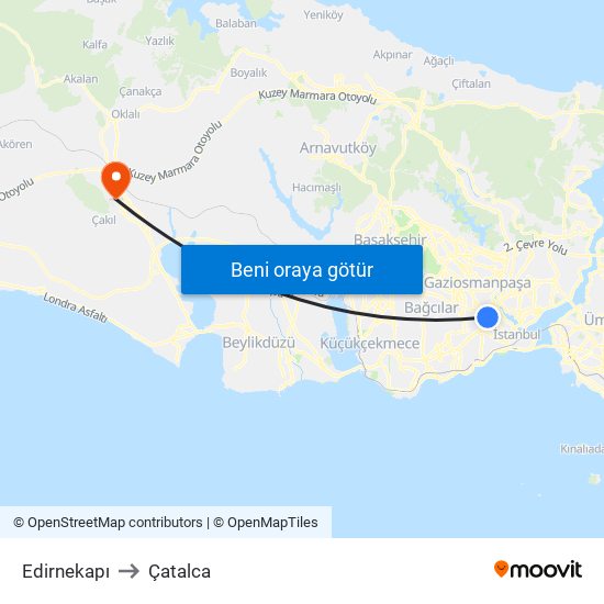 Edirnekapı to Çatalca map