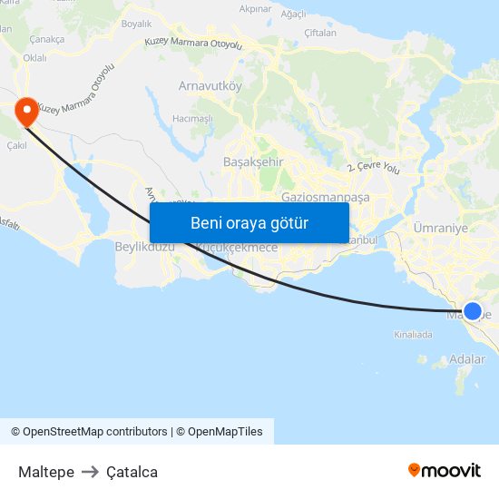 Maltepe to Çatalca map