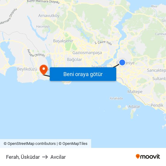 Ferah, Üsküdar to Avcilar map