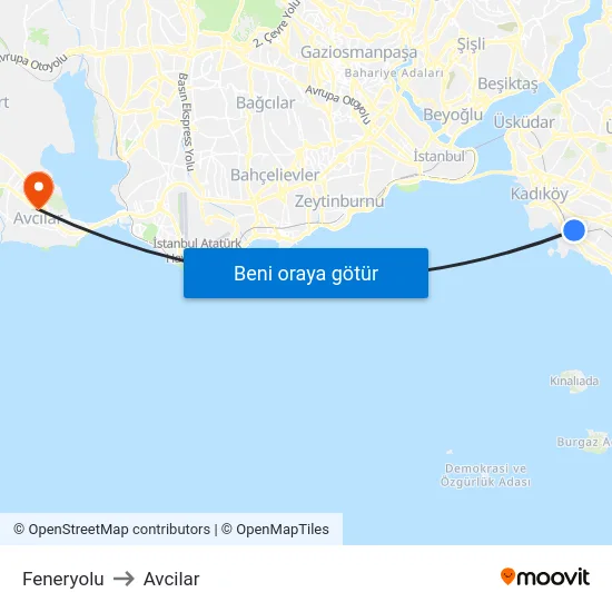 Feneryolu to Avcilar map