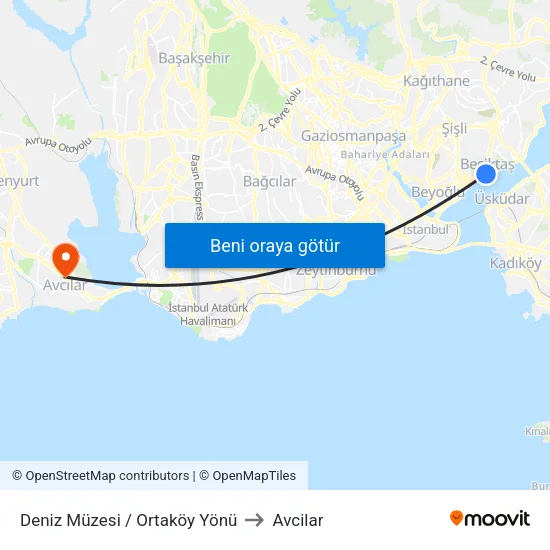 Deniz Müzesi / Ortaköy Yönü to Avcilar map