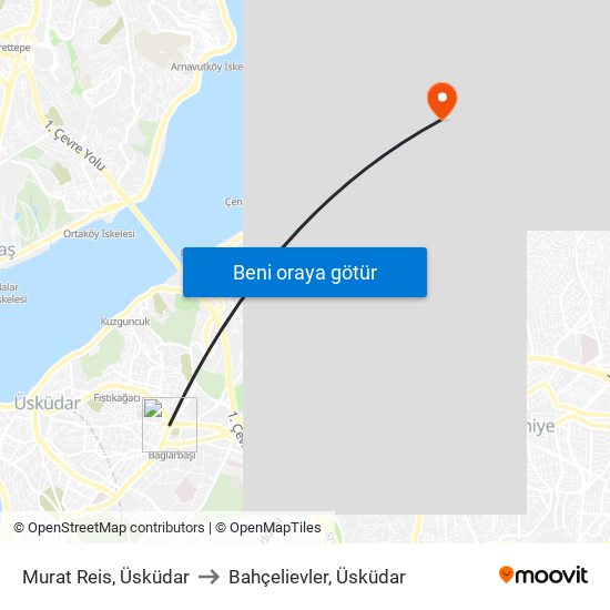 Murat Reis, Üsküdar to Bahçelievler, Üsküdar map