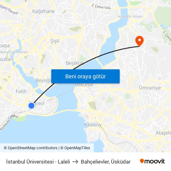 İstanbul Üniversitesi - Laleli to Bahçelievler, Üsküdar map