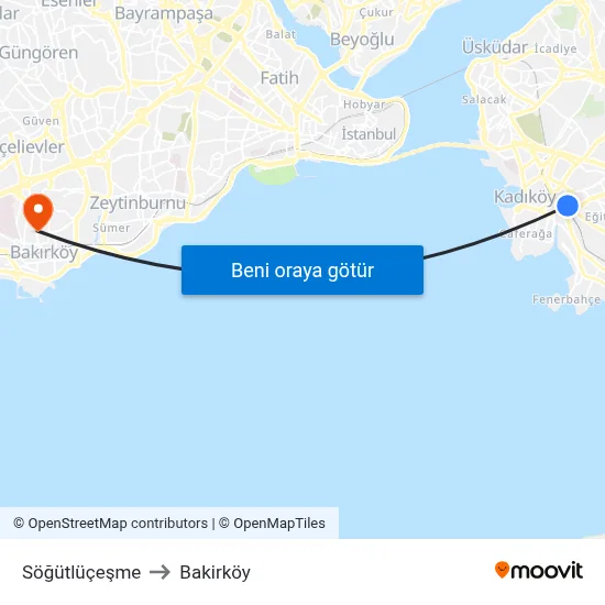 Söğütlüçeşme to Bakirköy map