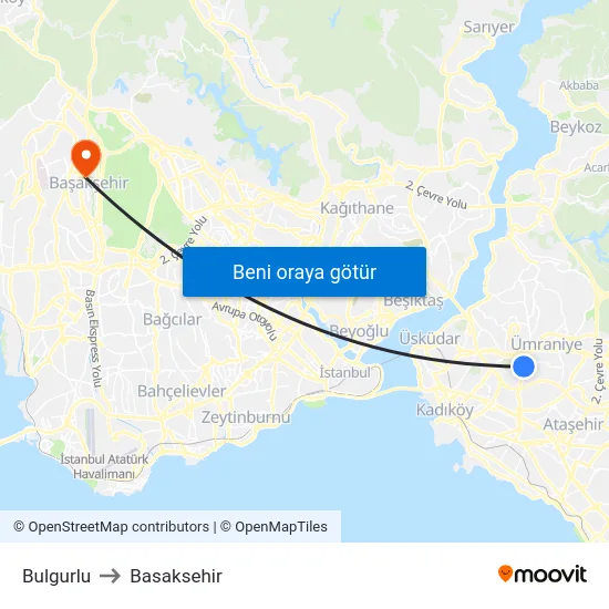 Bulgurlu to Basaksehir map