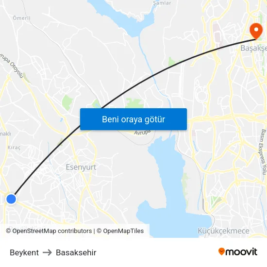 Beykent to Basaksehir map