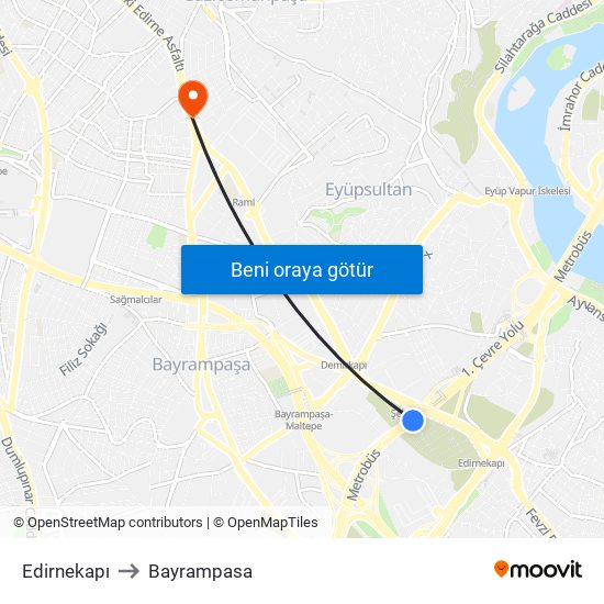 Edirnekapı to Bayrampasa map