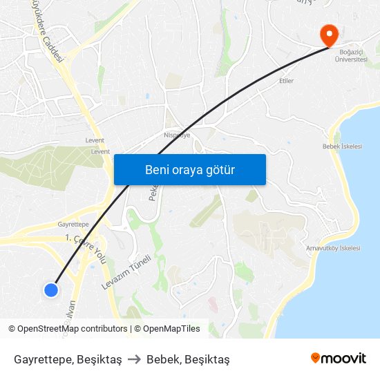 Gayrettepe, Beşiktaş to Bebek, Beşiktaş map