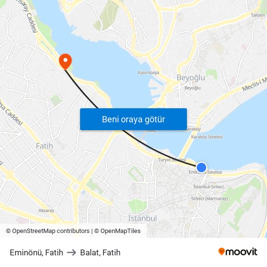 Eminönü, Fatih to Balat, Fatih map