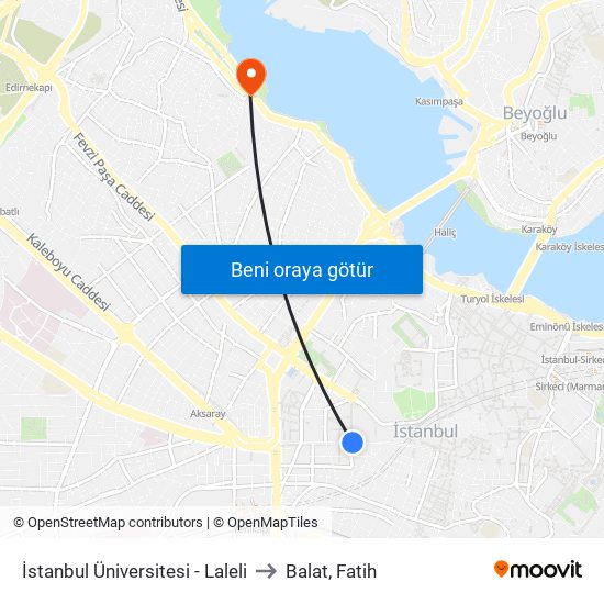 İstanbul Üniversitesi - Laleli to Balat, Fatih map