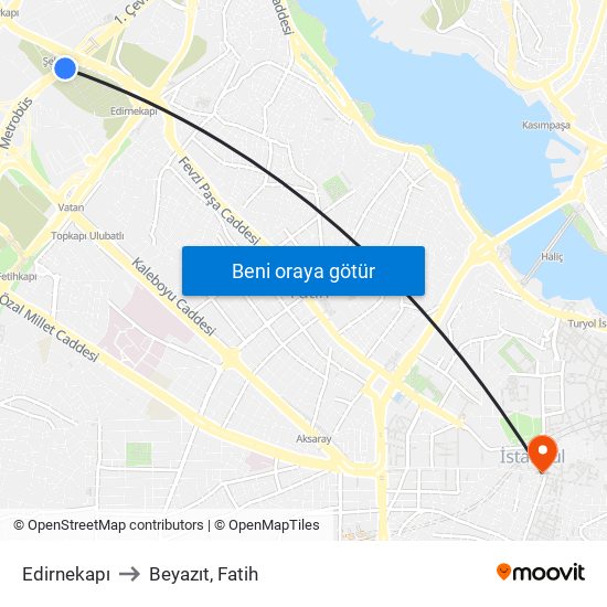 Edirnekapı to Beyazıt, Fatih map
