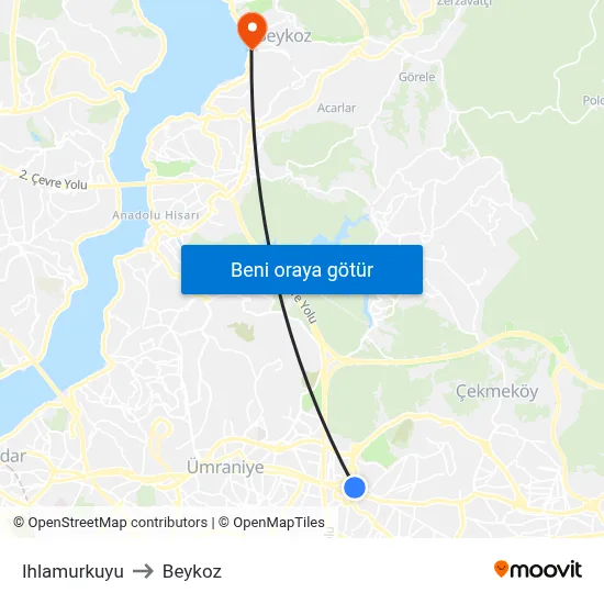 Ihlamurkuyu to Beykoz map