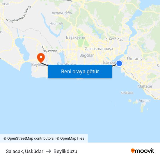 Salacak, Üsküdar to Beylikduzu map