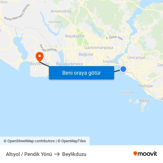 Altıyol / Pendik Yönü to Beylikduzu map