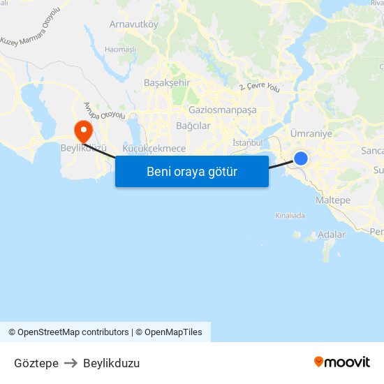 Göztepe to Beylikduzu map