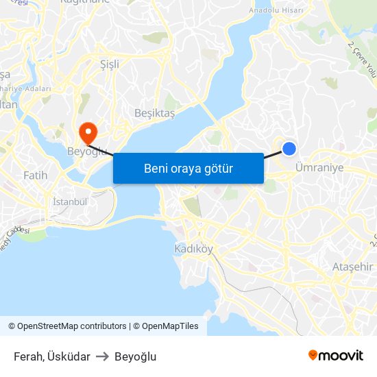 Ferah, Üsküdar to Beyoğlu map
