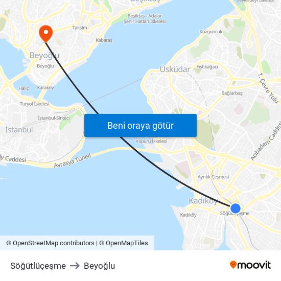 Söğütlüçeşme to Beyoğlu map