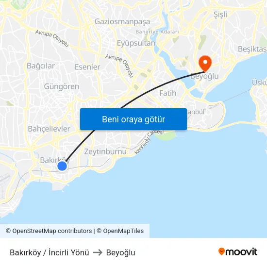 Bakırköy / İncirli Yönü to Beyoğlu map