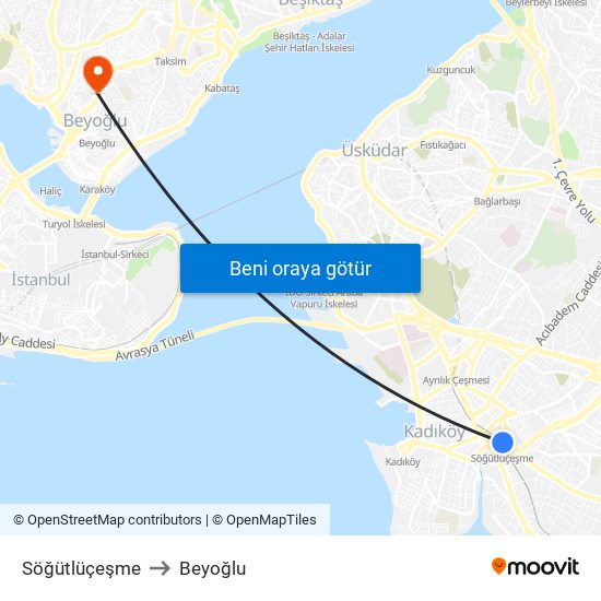 Söğütlüçeşme to Beyoğlu map