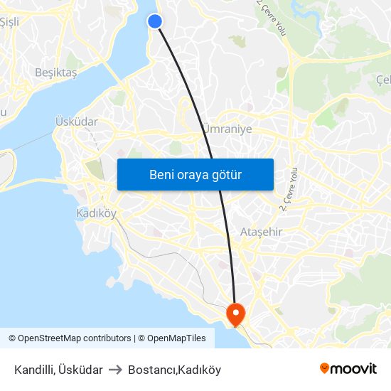 Kandilli, Üsküdar to Bostancı,Kadıköy map