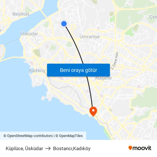 Küplüce, Üsküdar to Bostancı,Kadıköy map