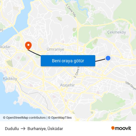 Dudullu to Burhaniye, Üsküdar map