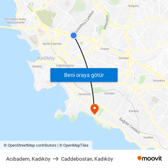 Acıbadem, Kadıköy to Caddebostan, Kadıköy map