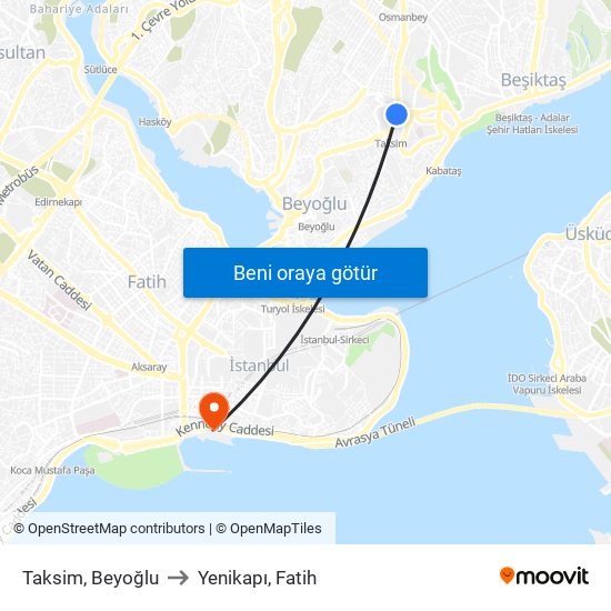 Taksim, Beyoğlu to Yenikapı, Fatih map