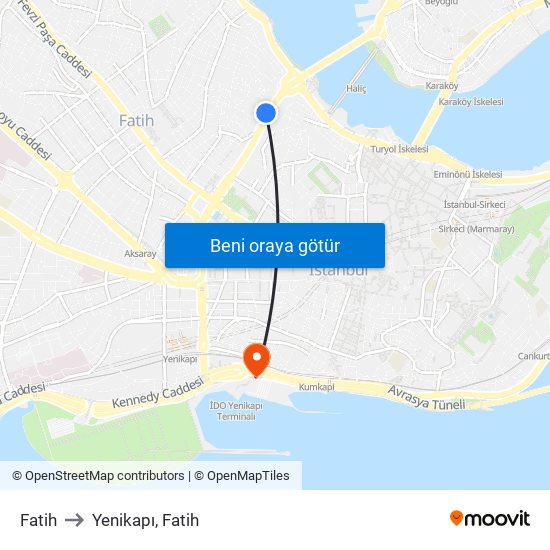 Fatih to Yenikapı, Fatih map