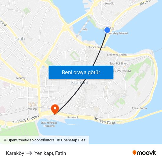 Karaköy to Yenikapı, Fatih map