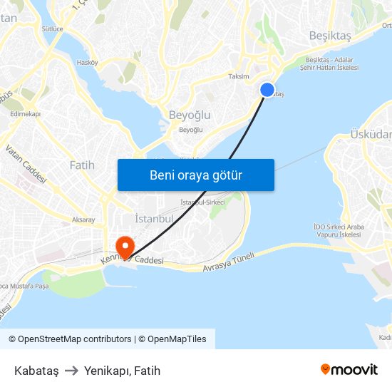 Kabataş to Yenikapı, Fatih map