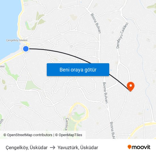 Çengelköy, Üsküdar to Yavuztürk, Üsküdar map