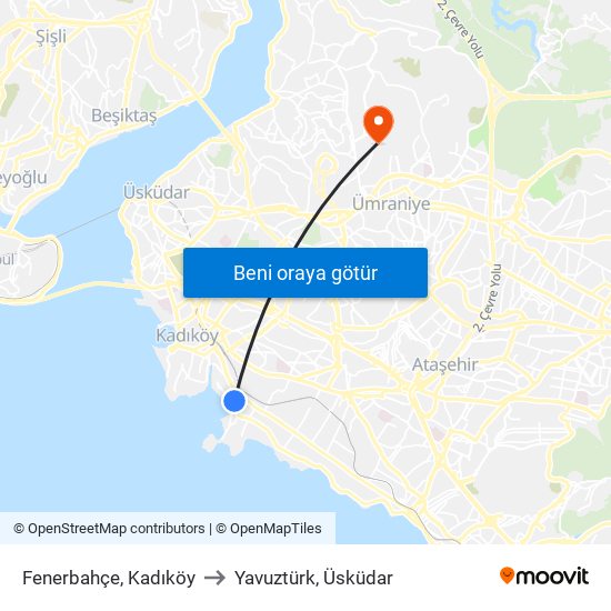 Fenerbahçe, Kadıköy to Yavuztürk, Üsküdar map