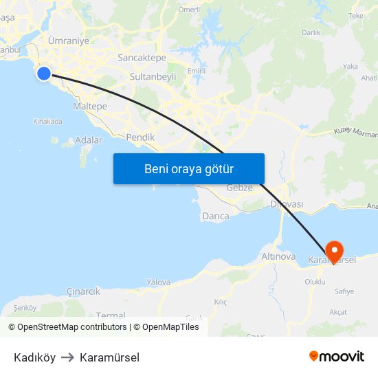 Kadıköy to Karamürsel map