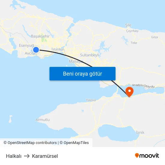 Halkalı to Karamürsel map