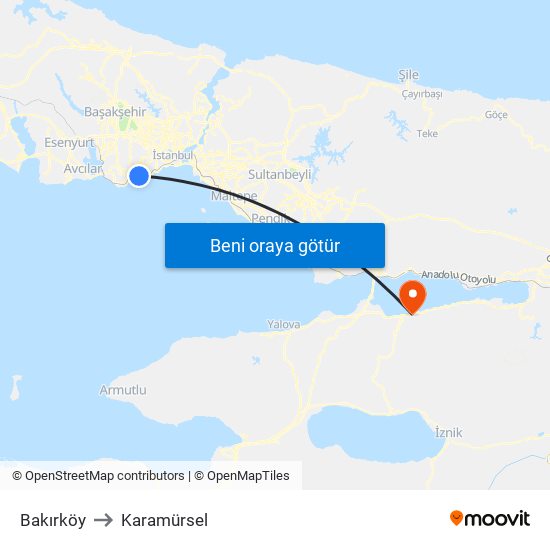 Bakırköy to Karamürsel map