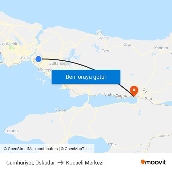 Cumhuriyet, Üsküdar to Kocaeli Merkezi map